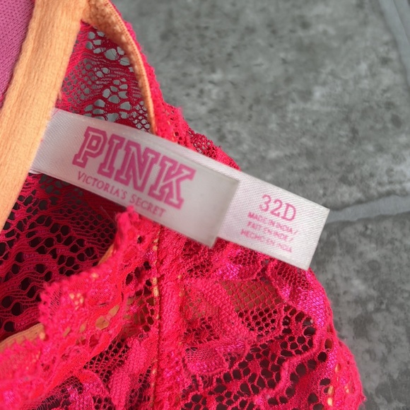PINK Victoria’s Secret Date Racerback Push-Up Bra in Pink Lace yellow size 32D - Picture 5 of 12
